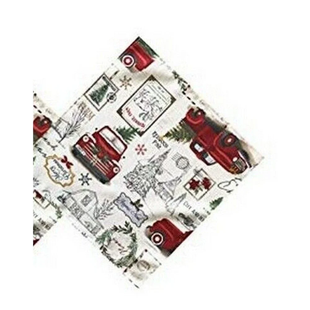 Red Farm Truck Fabric Napkins Set of 4 Farm Fresh Country Christmas Holiday
